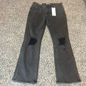 VIGOSS Stevie Crop Straight Jeans Dark Wash Distressed Flair Size 27